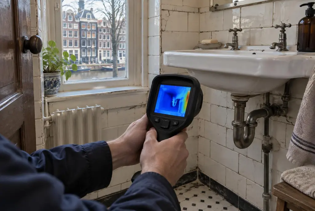 Lekdetectie Garderen – badkamer met oude leidingen achter de tegels