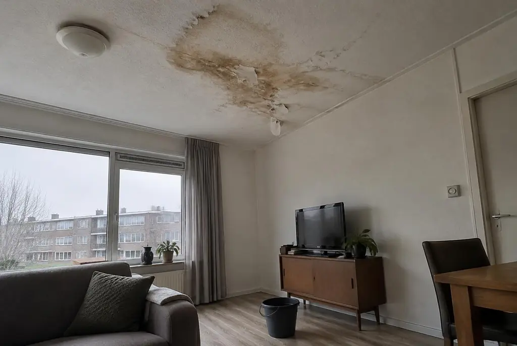 Lekdetectie Garderen – vochtplek op het plafond onder een badkamer